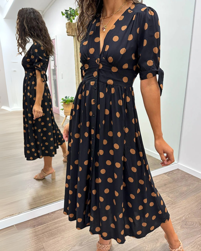 Ania | Elegancka Sukienka w Grochy