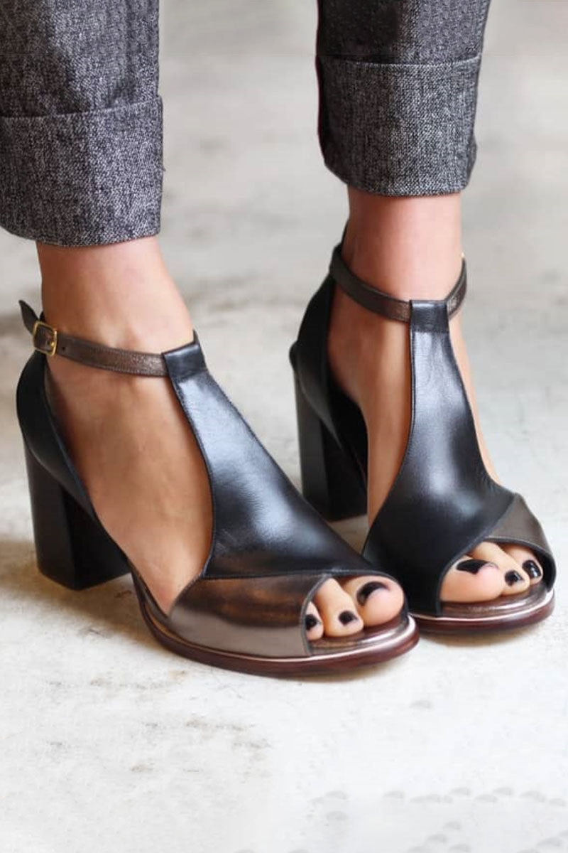 Nadia | Czarne sandały peep toe