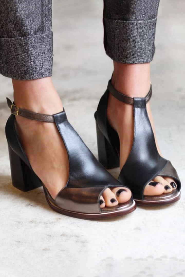 Nadia | Czarne sandały peep toe