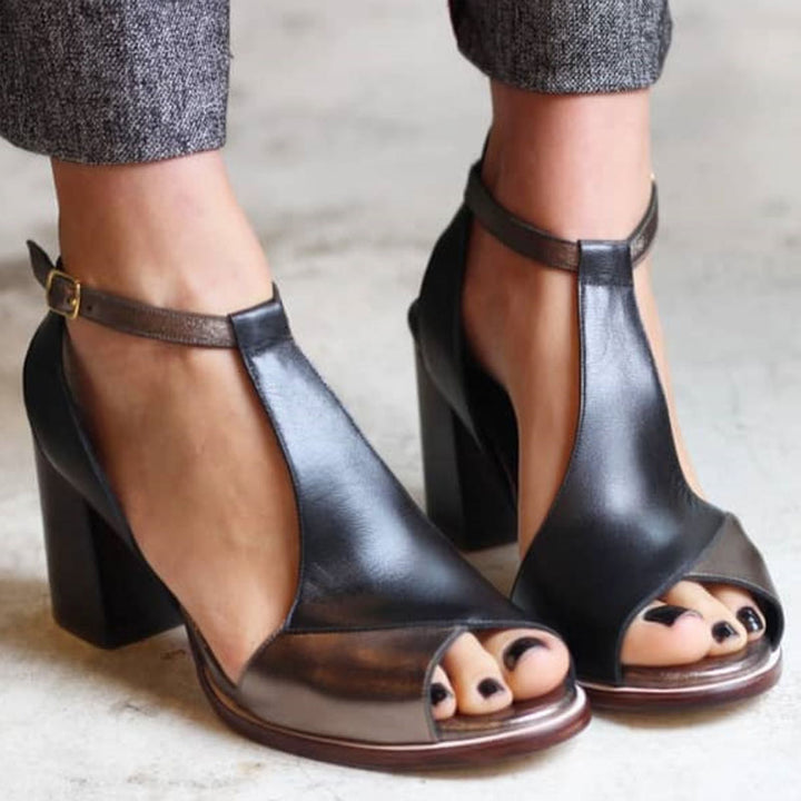 Nadia | Czarne sandały peep toe